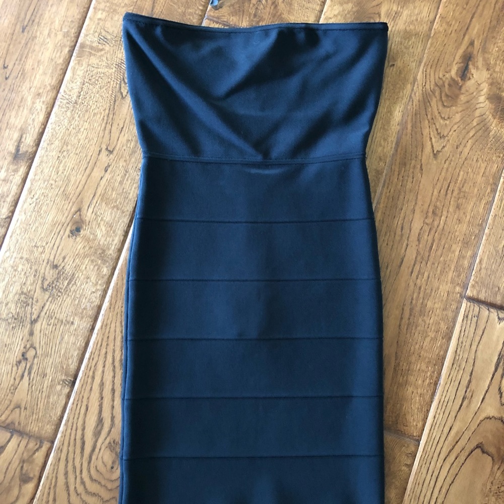 BCBG Maxazria Black strapless bandage dress
